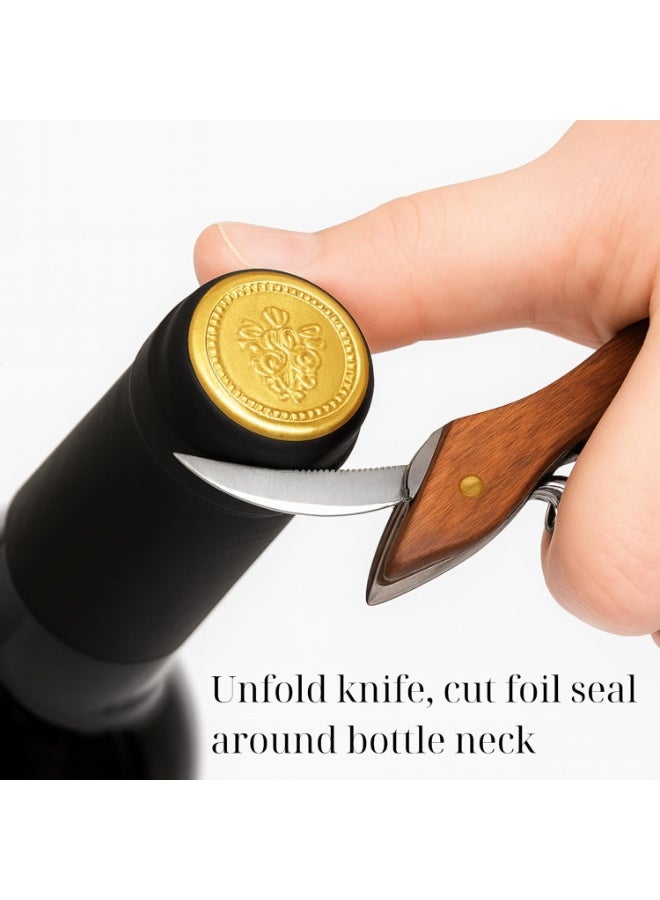 YelaJoy Professional Waiter’s Corkscrew – Double-Hinged Wine Opener with Wooden Handle & Leather Case, Durable Stainless Steel Wine Key for Bar, Restaurant & Home - Image 3